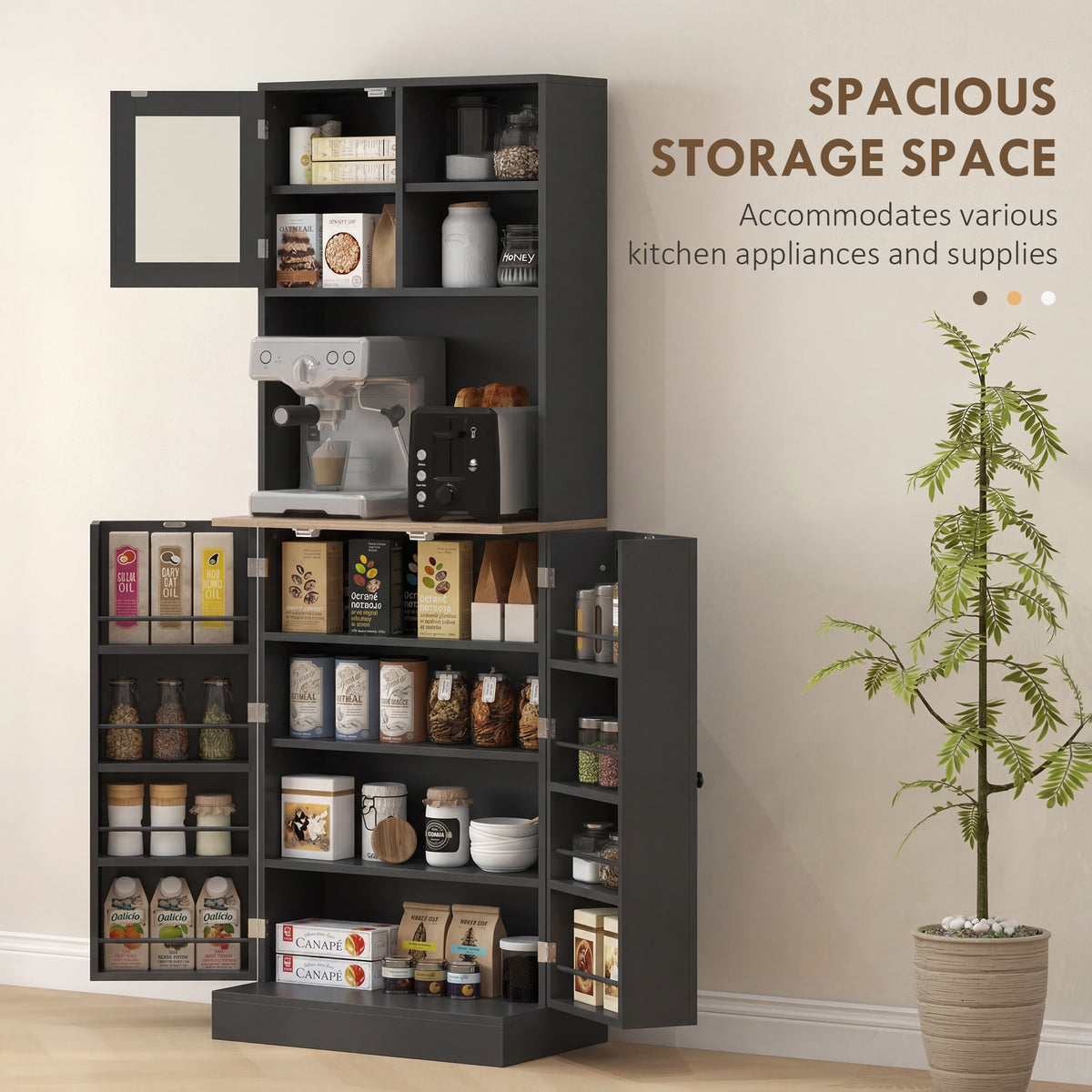 Tall Kitchen Pantry Cabinet with Adjustable Shelves – 24"W x 67"H