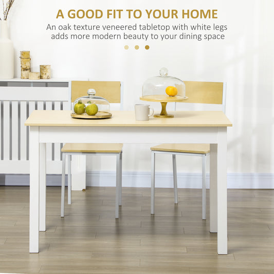 47" Scandinavian Kitchen Table for 4-6 with Oak Top and White Legs
