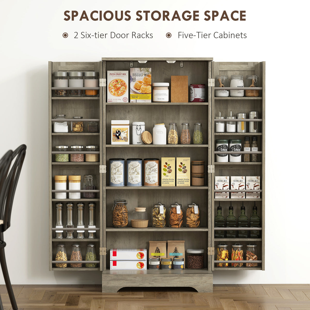 Farmhouse Kitchen Pantry Cabinet with Doors – 24"W x 41"H