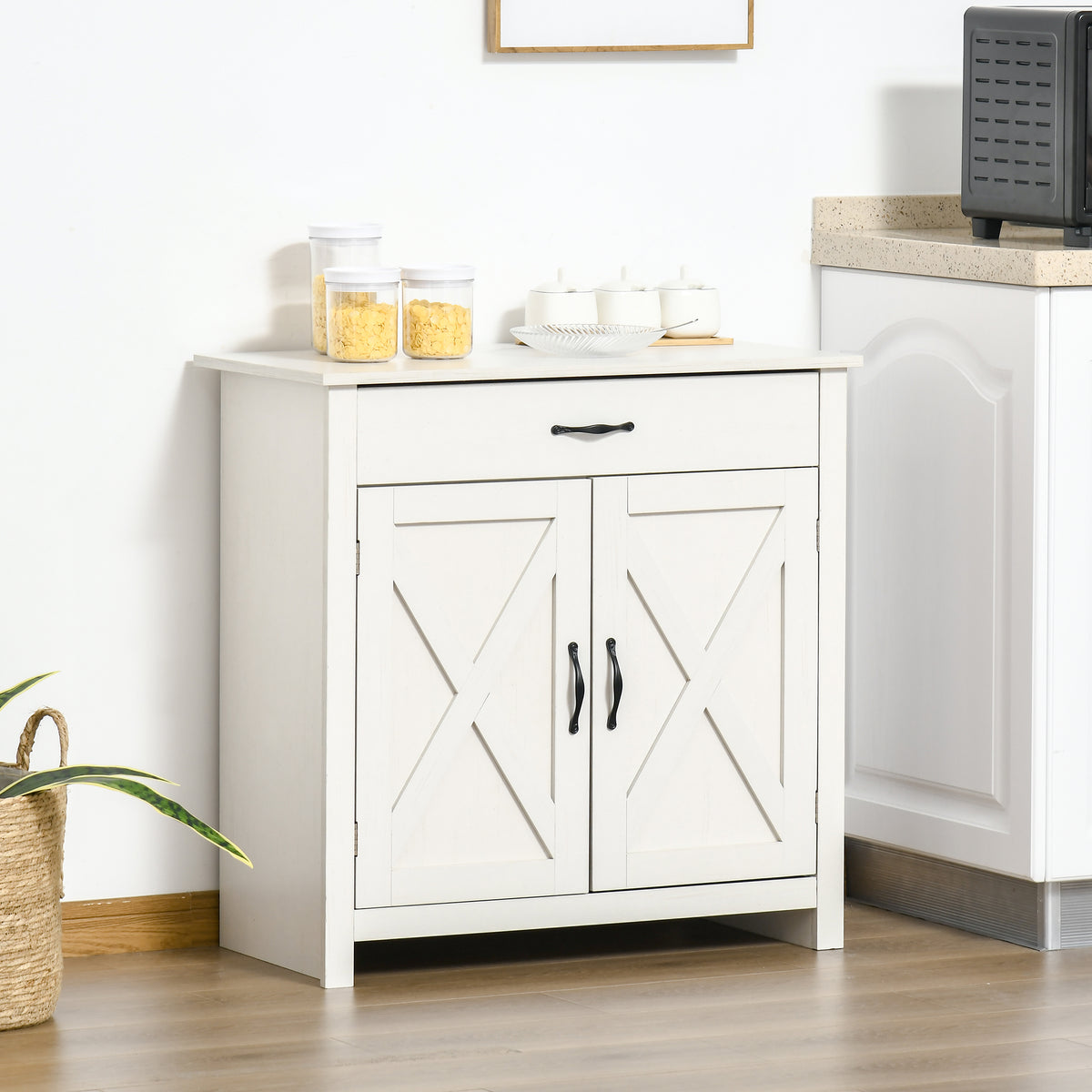 Farmhouse Sideboard Buffet Cabinet with Barn Doors – 32"W x 32"H