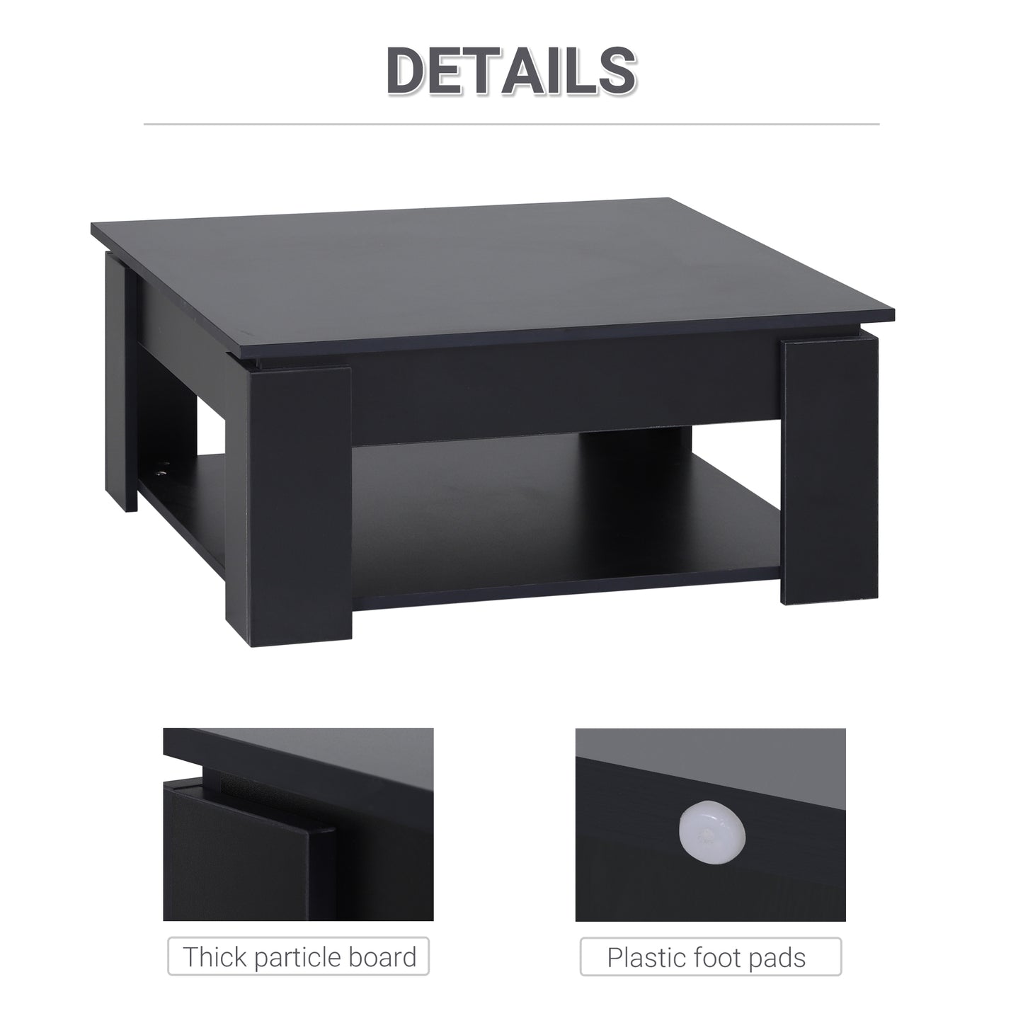 HOMCOM 2-Tier Modern Coffee Table with Bottom Shelf for Living Room