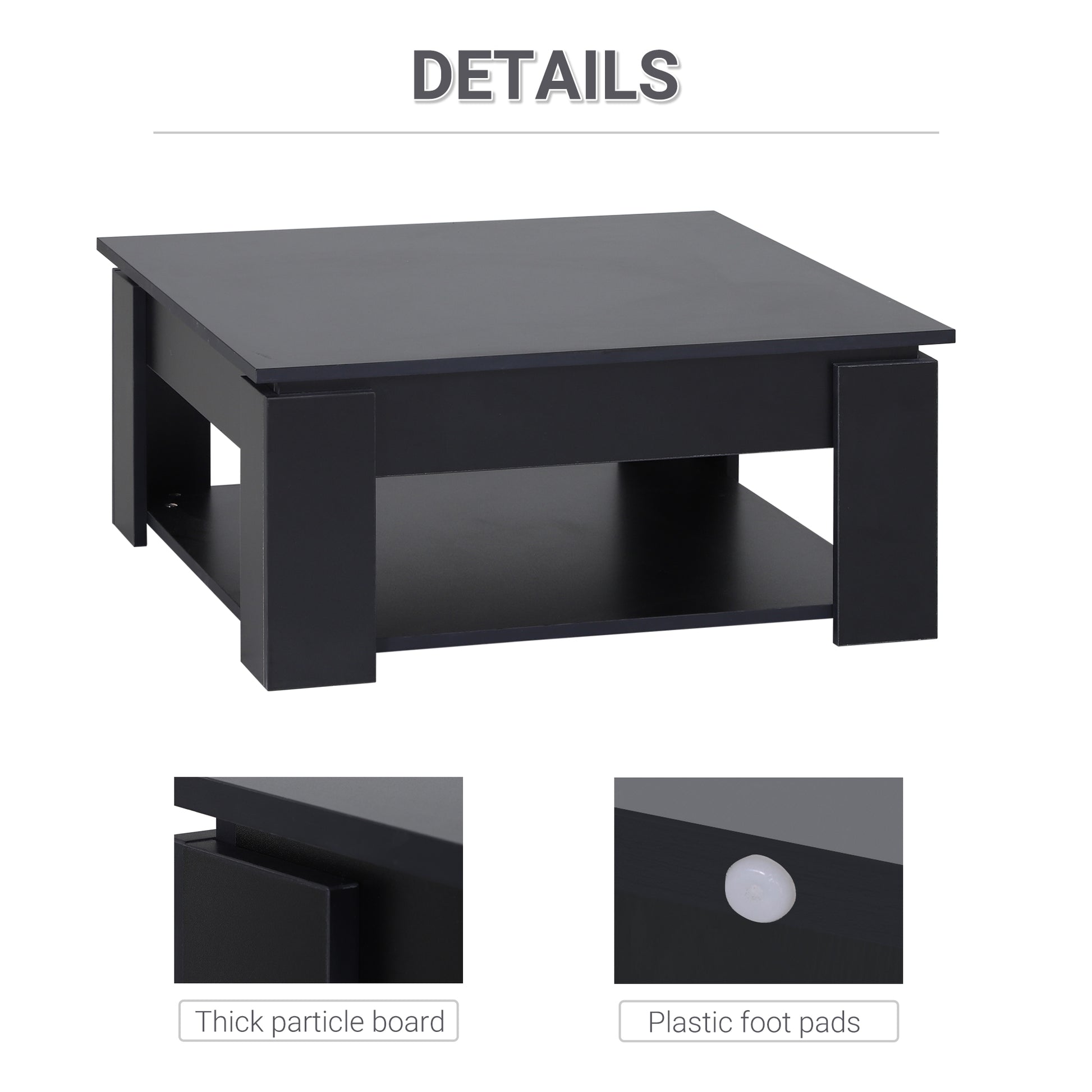 HOMCOM 2-Tier Modern Coffee Table with Bottom Shelf for Living Room