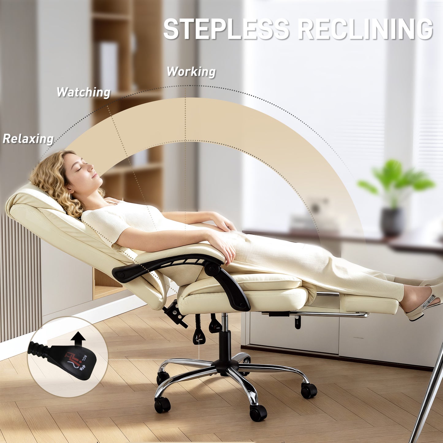 HOMCOM Pet-Friendly Leather Ergonomic Executive Office Chair with Footrest Recliner