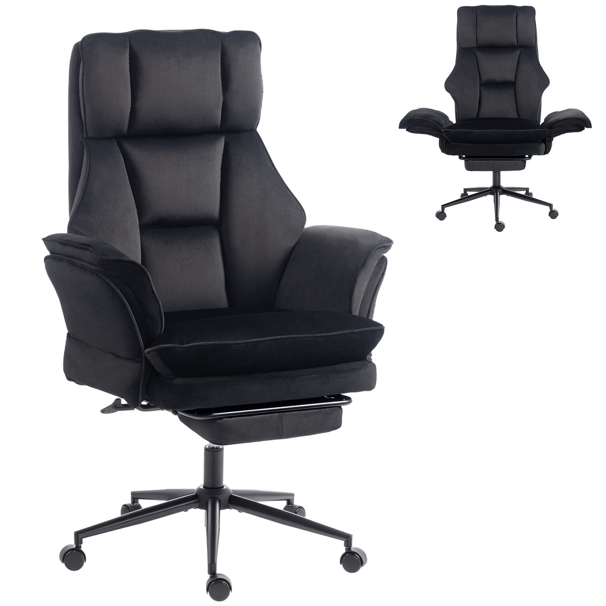 Cross Legged Office Chair with Footrest, Black