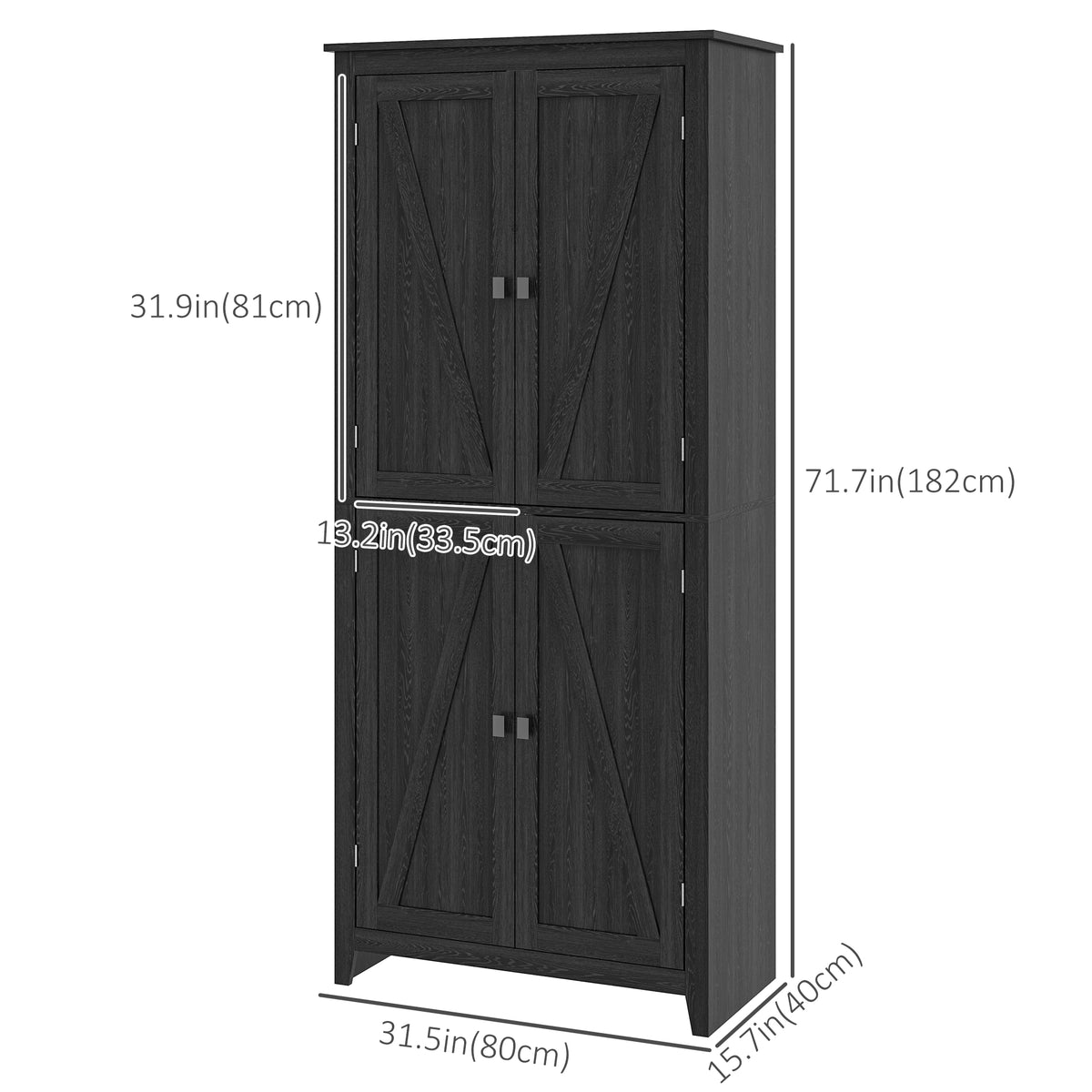 Kitchen Pantry Cabinet with Doors and Shelves – 32"W x 72"H