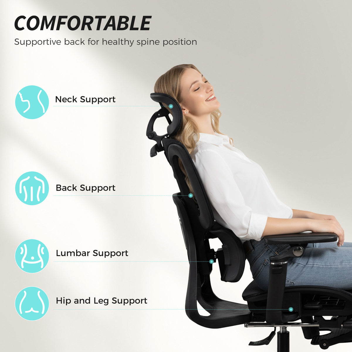 Ergonomic Office Chair, Mesh Computer Chair with High Back, Lumbar Support, Black