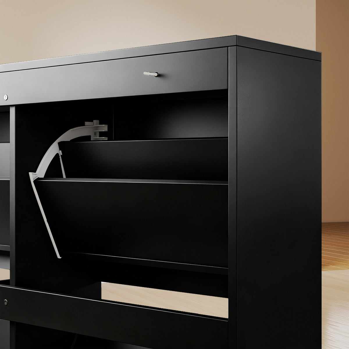 Shoe Cabinet with 4 Flip Drawers – 39"W x 37"H