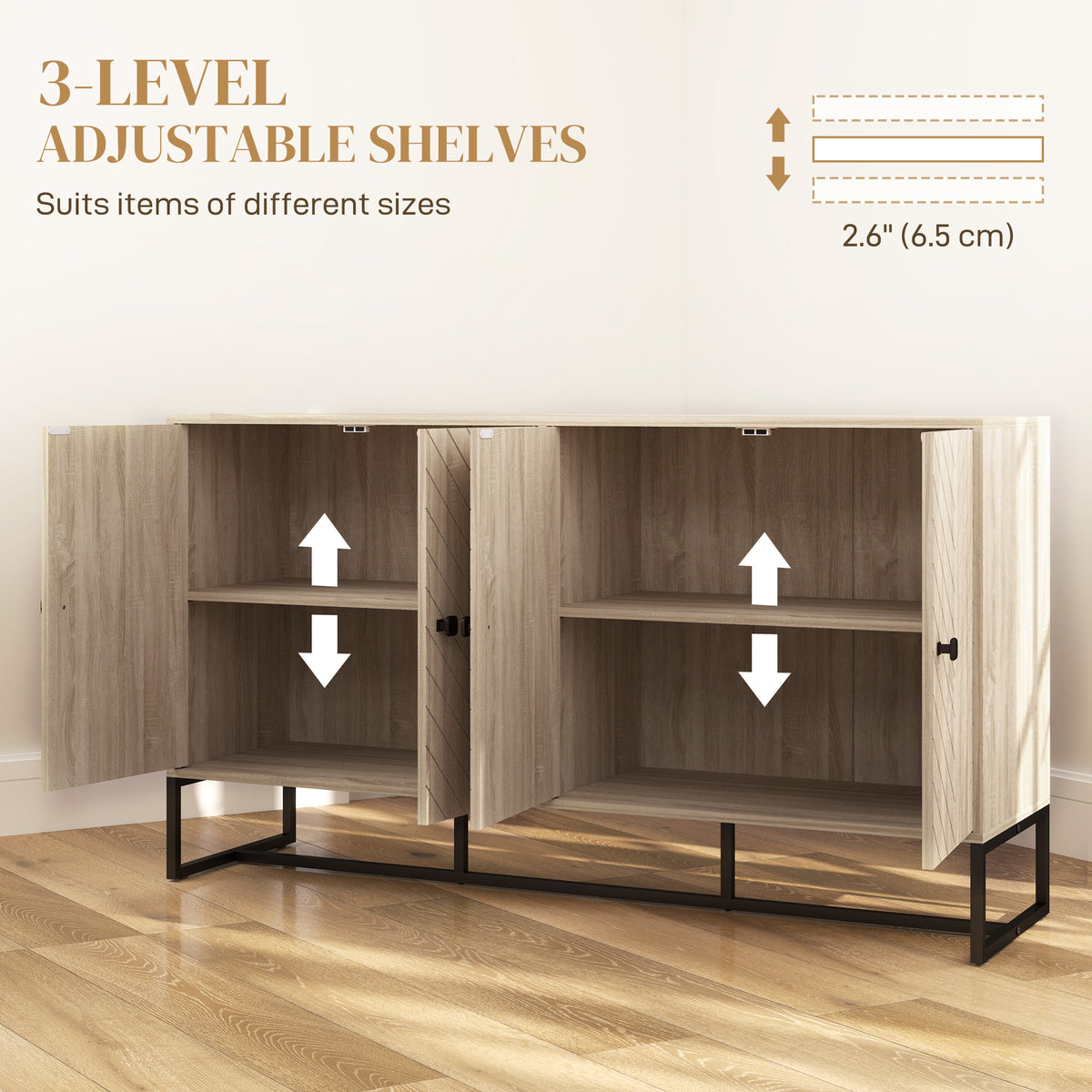 55" Sideboard Buffet with Chevron Doors