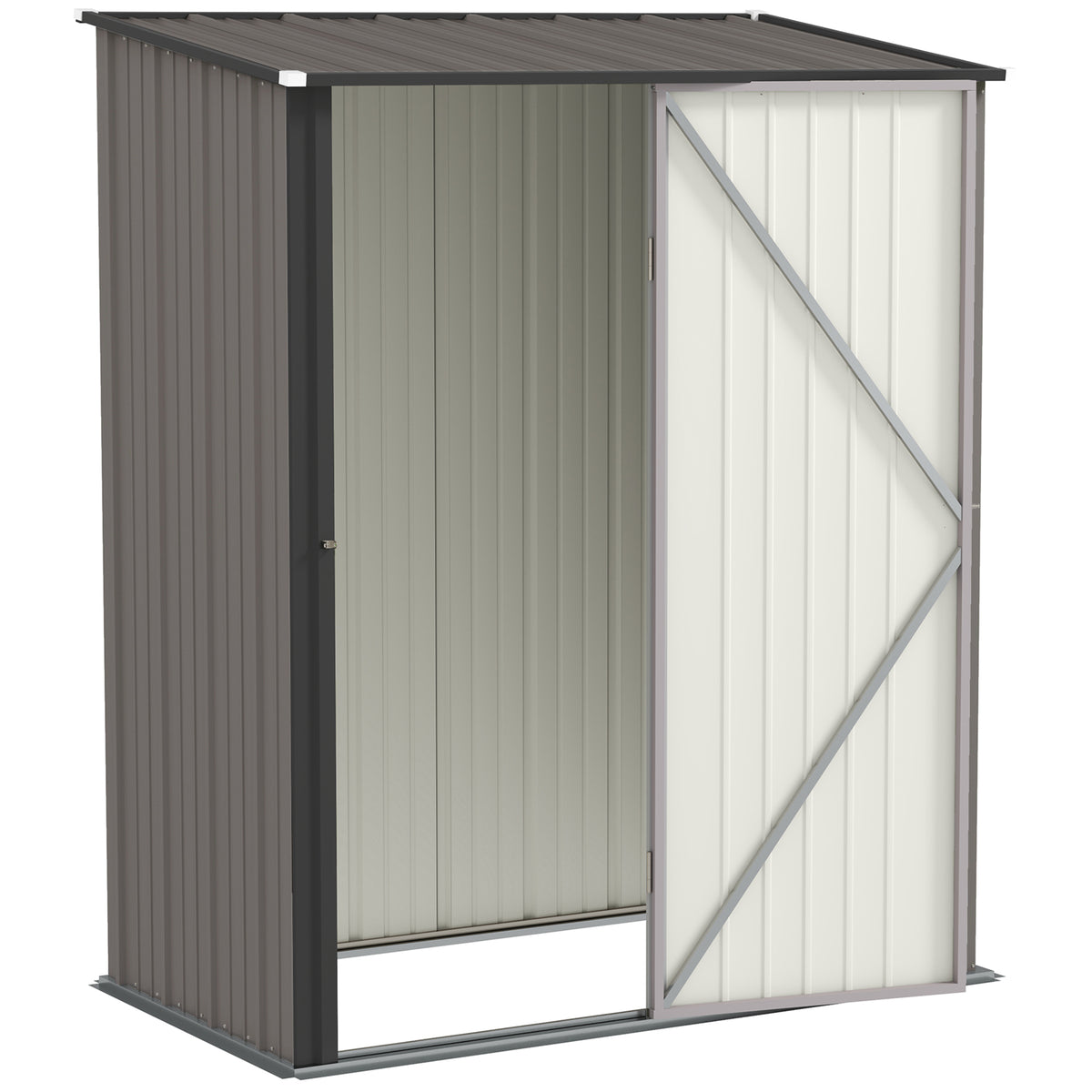 5' x 3' Outdoor Storage Shed, Steel Garden Shed with Single Lockable Door, Tool Storage Shed for Backyard – Light Grey