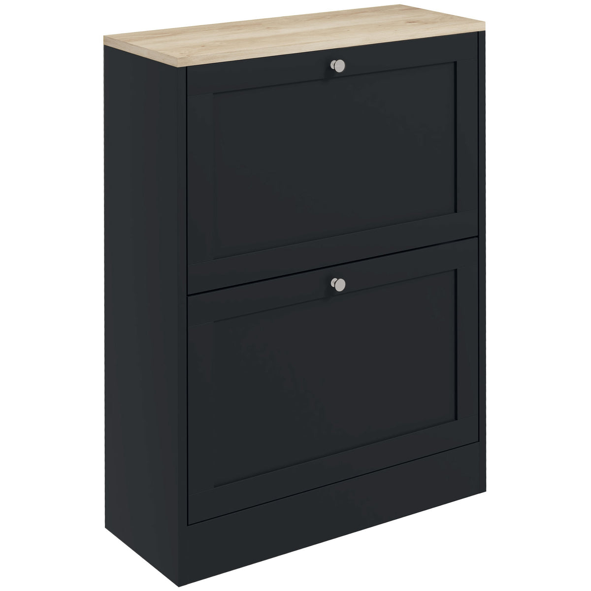 Slim Modern Shoe Cabinet with 2 Flip Drawers – 24"W x 32"H