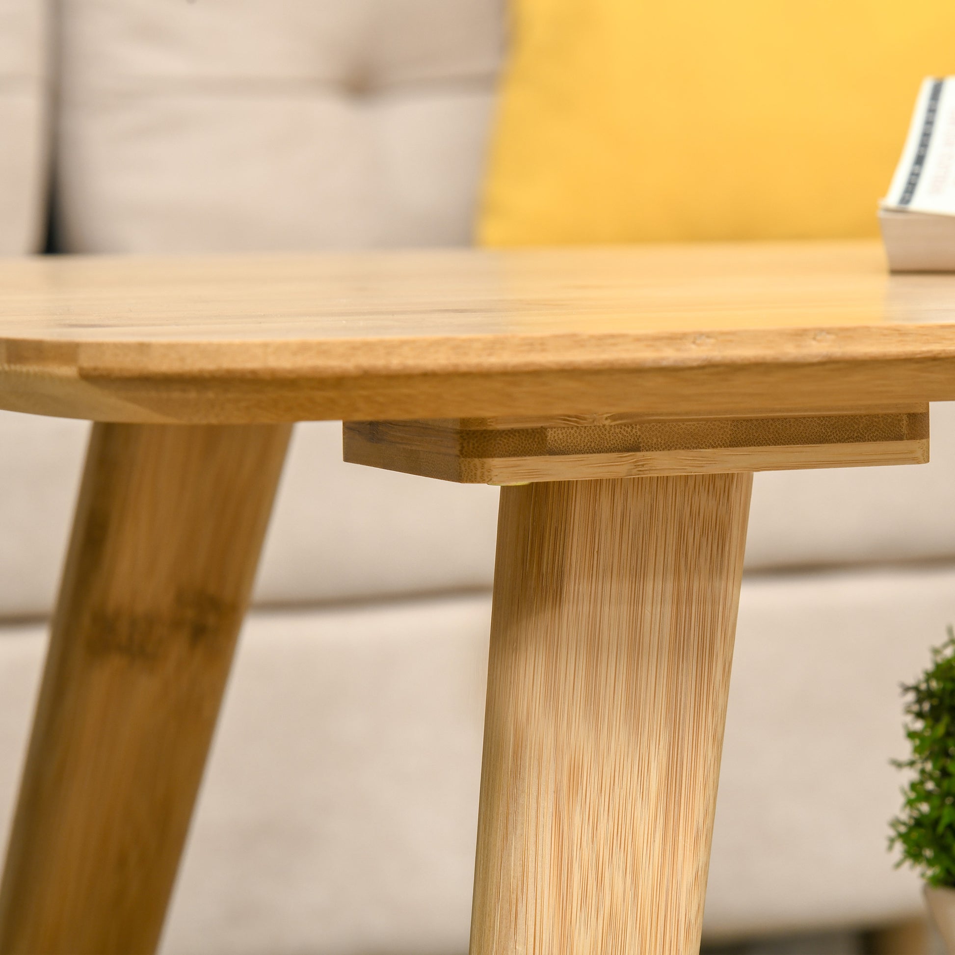 HOMCOM 2-Tier Bamboo Coffee Table with Storage Shelf, Wood Grain Design