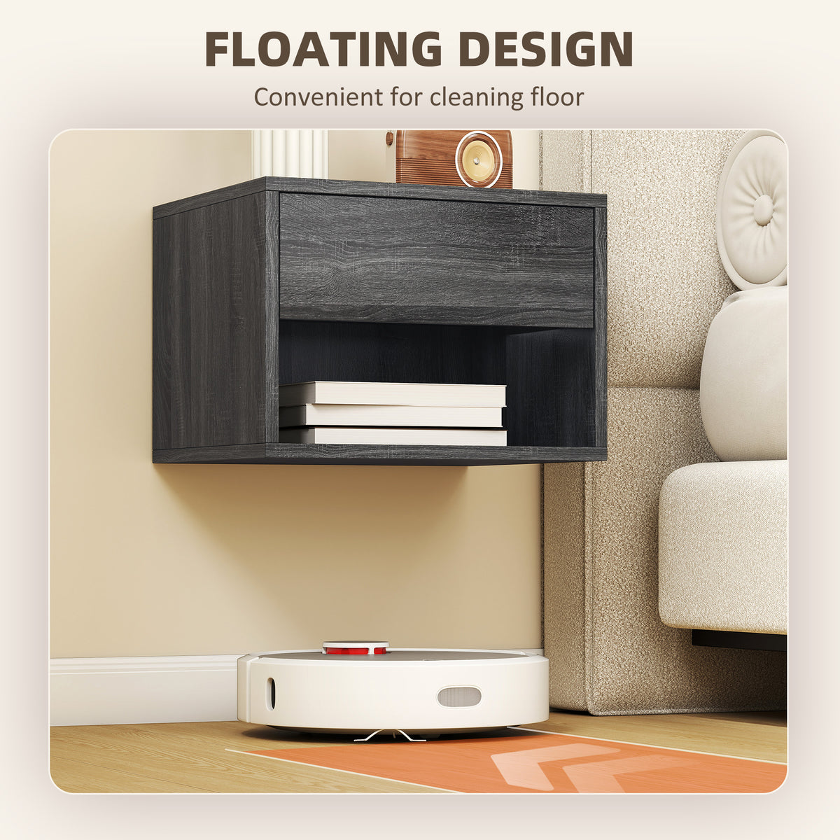 Floating Nightstands with Drawer, Set of 2 – 16"W x 11"H