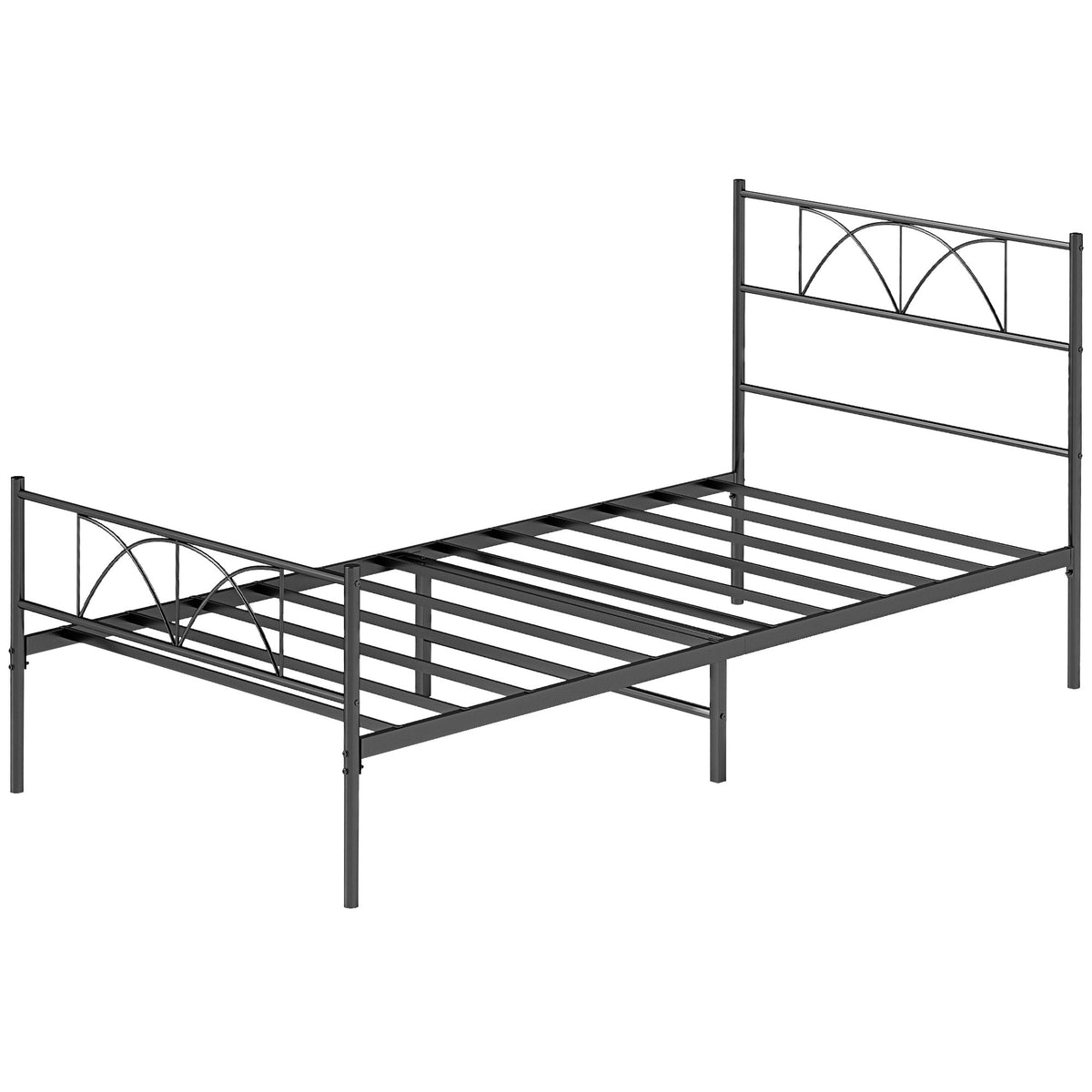 Metal Platform Bed Frame with Headboard and Footboard
